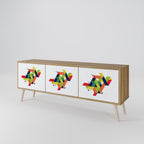 FUTURE SIGN 3-Door TV Stand in Oak Effect