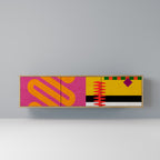 VIVID ART 3-Door TV Stand in Oak Effect