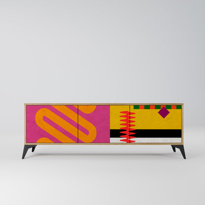 VIVID ART 3-Door TV Stand in Oak Effect