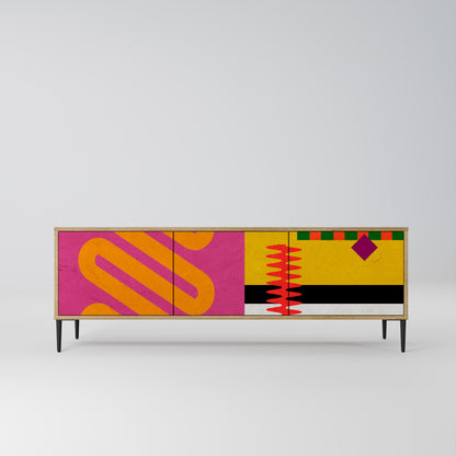 VIVID ART 3-Door TV Stand in Oak Effect