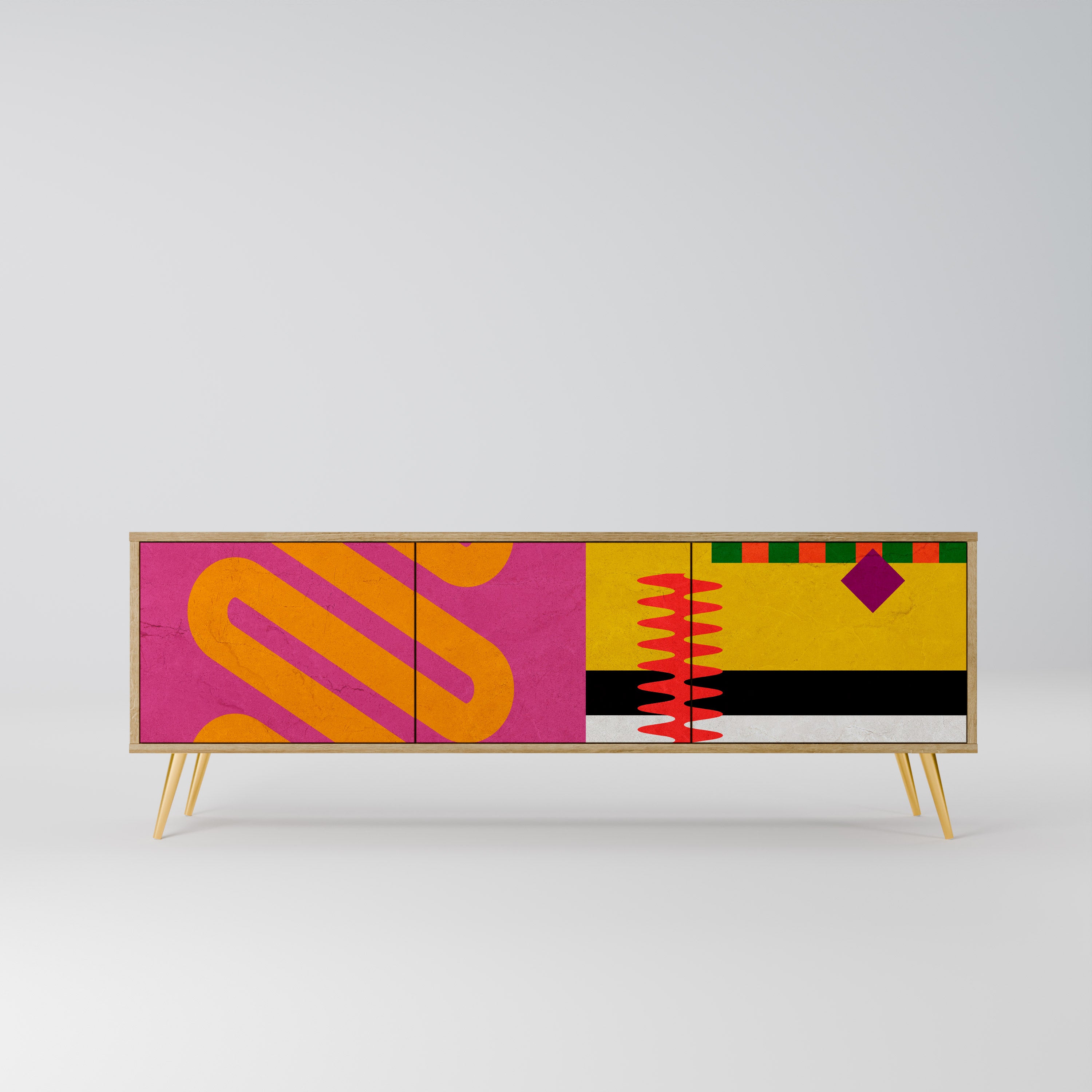 VIVID ART 3-dörrars TV-bänk i ekeffekt