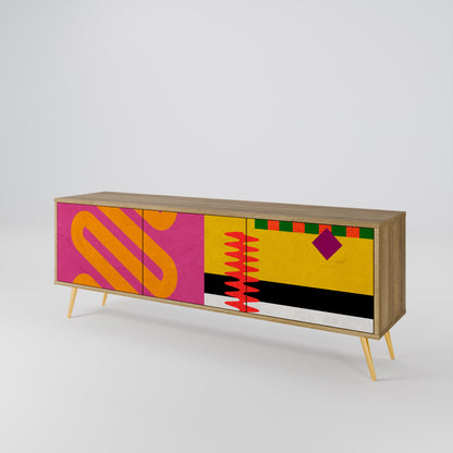 VIVID ART 3-Door TV Stand in Oak Effect