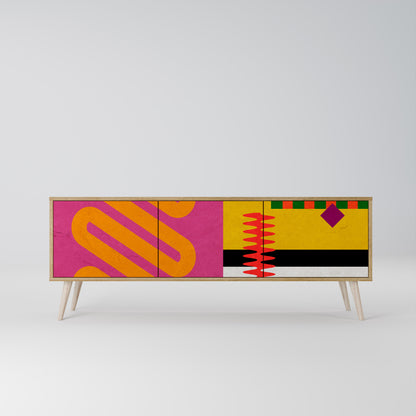 VIVID ART 3-Door TV Stand in Oak Effect