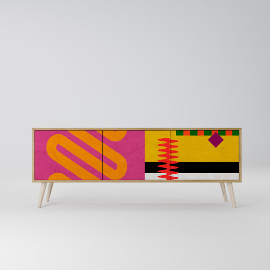 VIVID ART 3-Door TV Stand in Oak Effect
