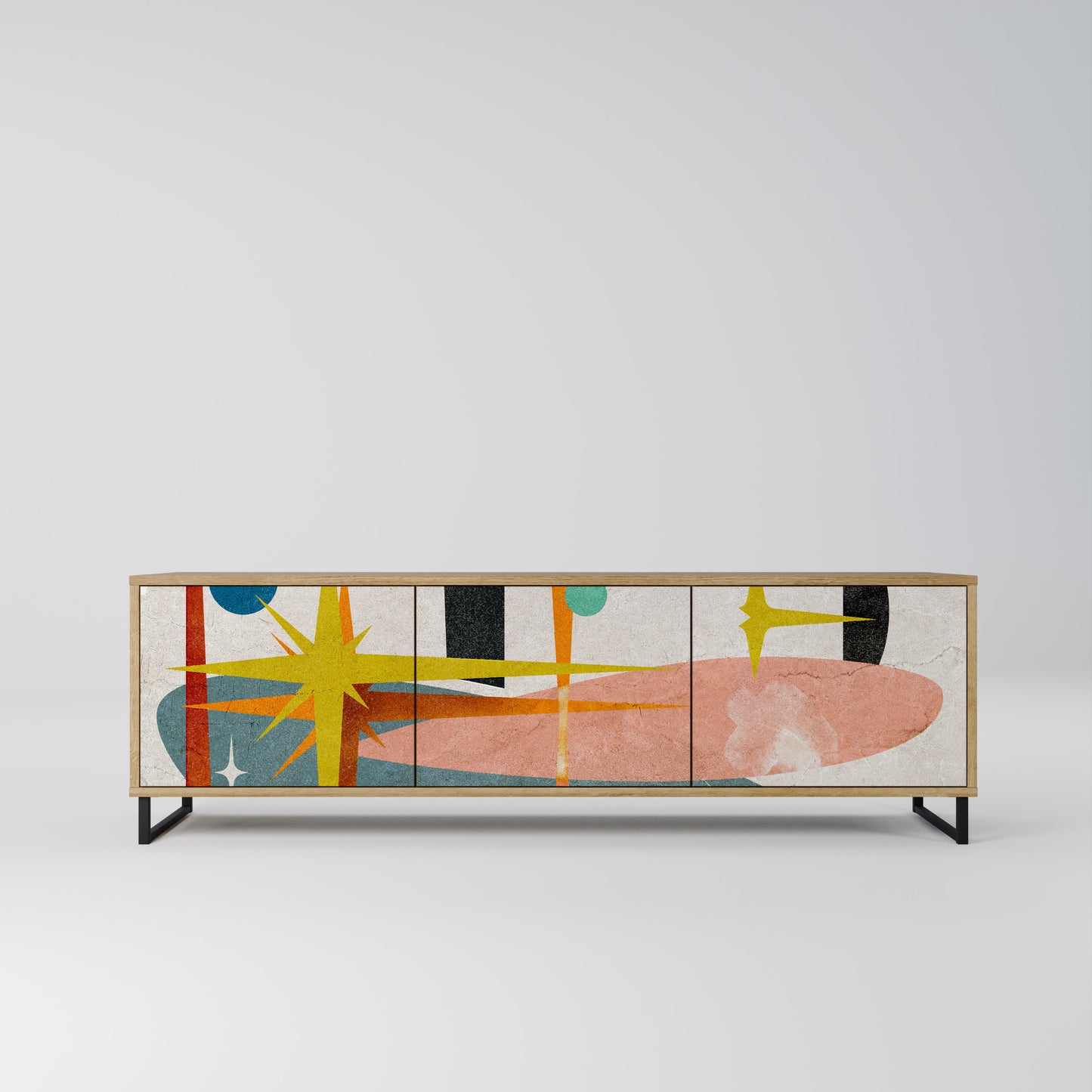 INTERSTELLAR VIBES 3-Door TV Stand in Oak Effect