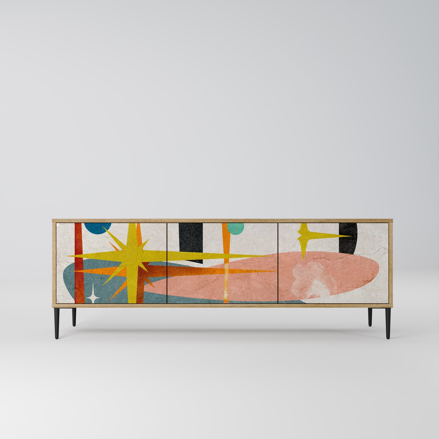 INTERSTELLAR VIBES 3-Door TV Stand in Oak Effect