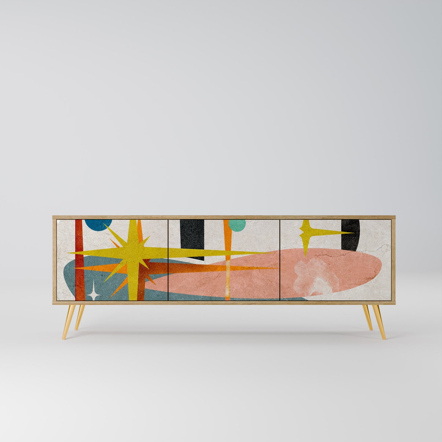 INTERSTELLAR VIBES 3-Door TV Stand in Oak Effect