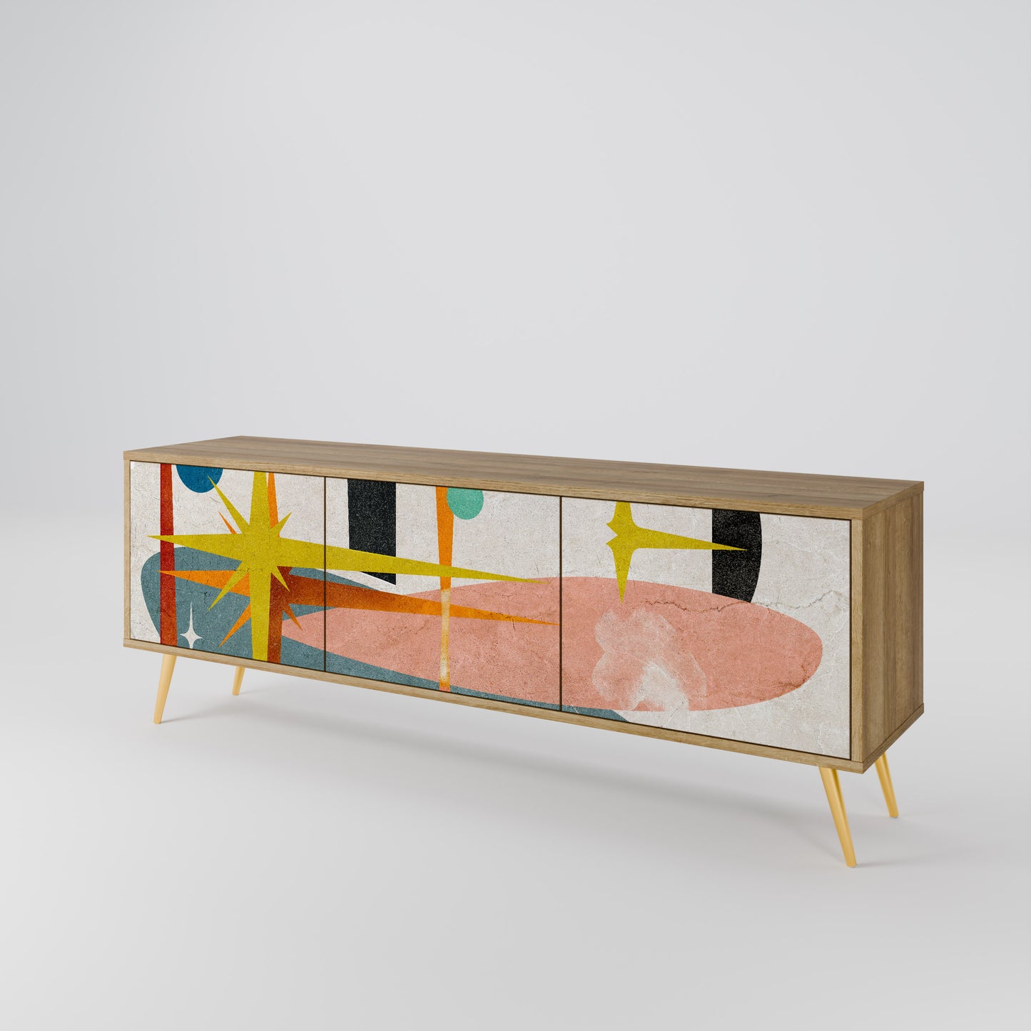 INTERSTELLAR VIBES 3-Door TV Stand in Oak Effect