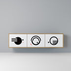 BLACK AND WHITE COMBINATION 3-Door TV Stand in Oak Effect