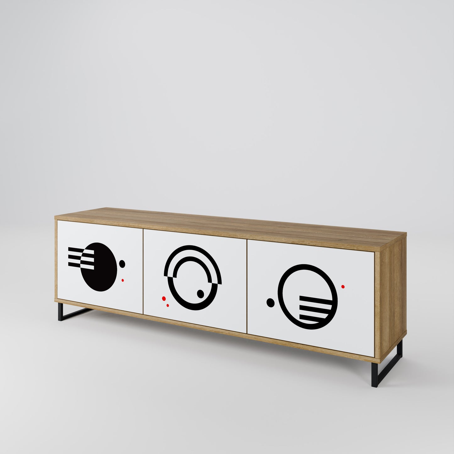 BLACK AND WHITE COMBINATION TV-bänk med 3 dörrar