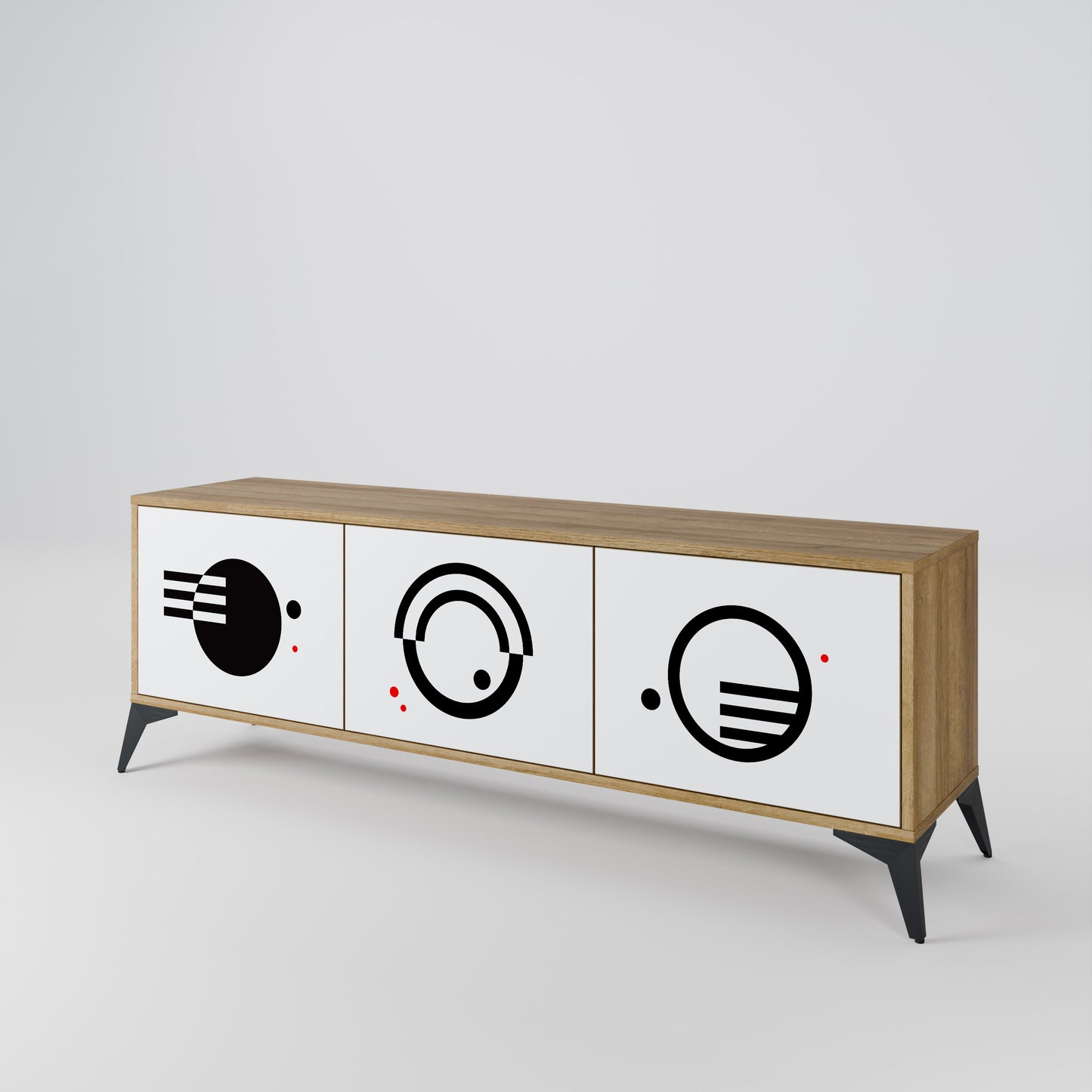 BLACK AND WHITE COMBINATION TV-bänk med 3 dörrar