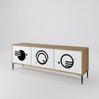 BLACK AND WHITE COMBINATION 3-Door TV Stand in Oak Effect