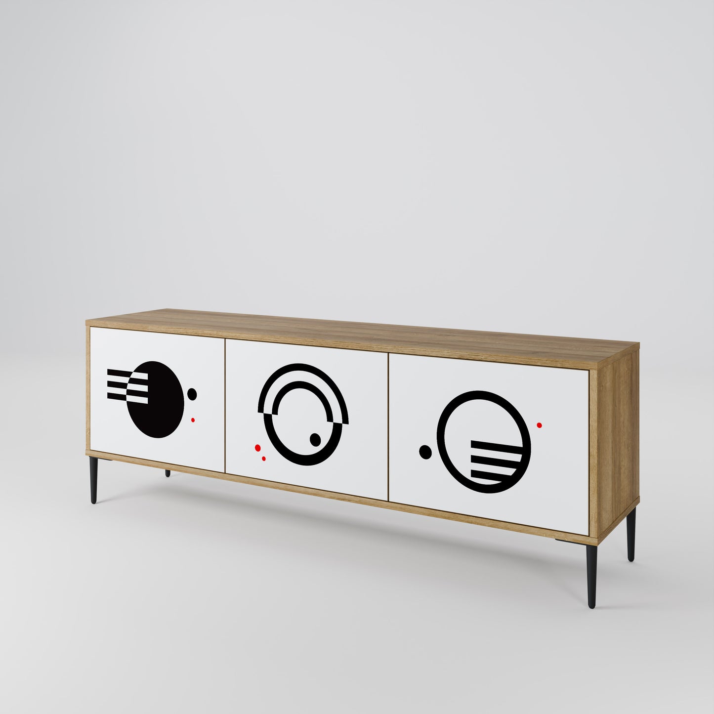 BLACK AND WHITE COMBINATION TV-bänk med 3 dörrar