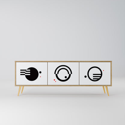 BLACK AND WHITE COMBINATION 3-Door TV Stand in Oak Effect