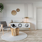 BLACK AND WHITE COMBINATION 3-Door TV Stand in Oak Effect