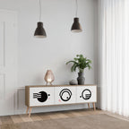 BLACK AND WHITE COMBINATION 3-Door TV Stand in Oak Effect