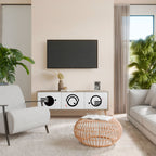 BLACK AND WHITE COMBINATION 3-Door TV Stand in Oak Effect