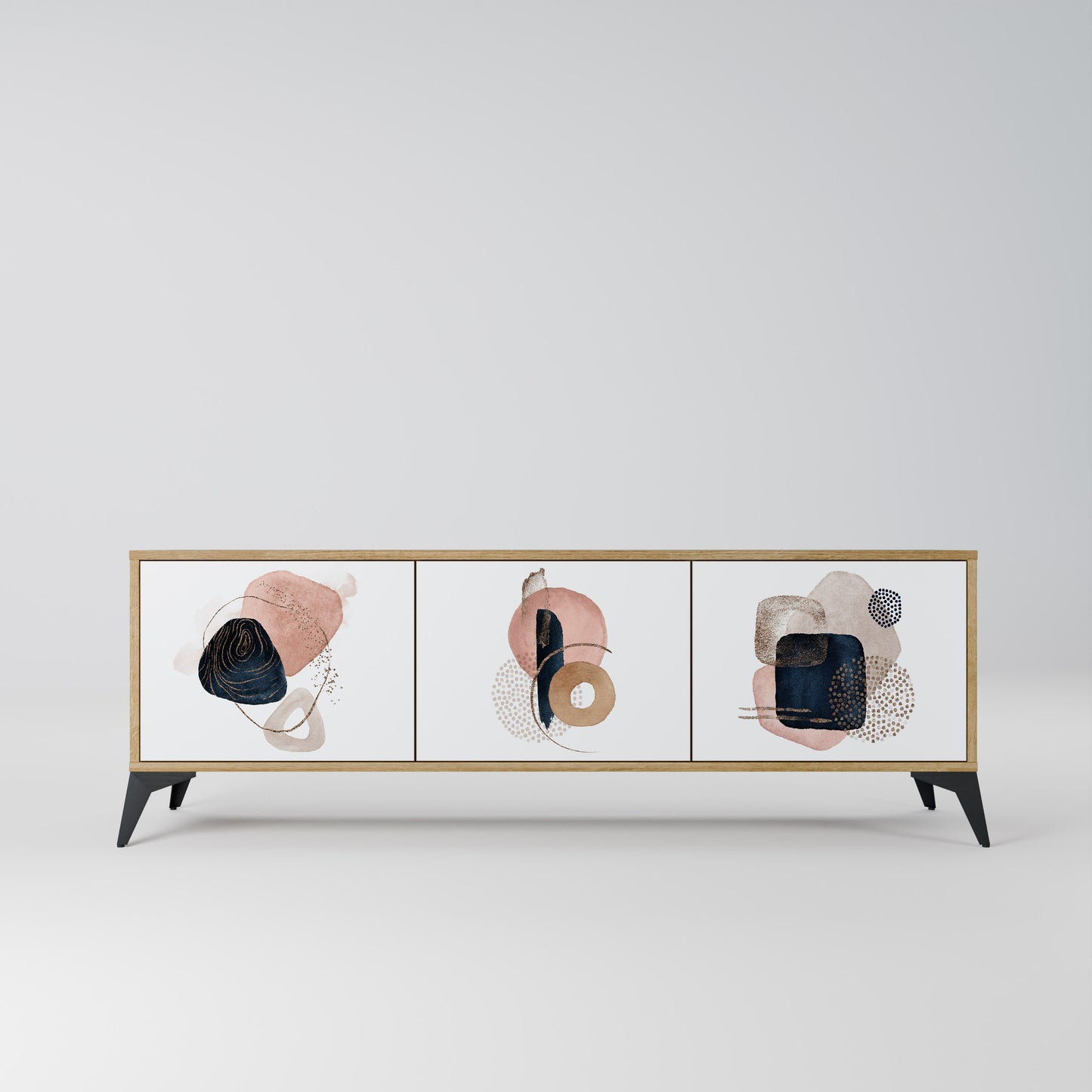 COLORFUL SHAPES 3-Door TV Stand in Oak Effect