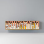 COLORFUL STRINGS 3-Door TV Stand in Oak Effect