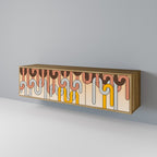 COLORFUL STRINGS 3-Door TV Stand in Oak Effect