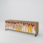 COLORFUL STRINGS 3-Door TV Stand in Oak Effect