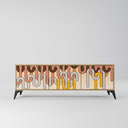 COLORFUL STRINGS 3-Door TV Stand in Oak Effect