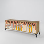 COLORFUL STRINGS 3-Door TV Stand in Oak Effect