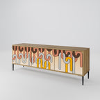 COLORFUL STRINGS 3-Door TV Stand in Oak Effect