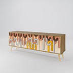 COLORFUL STRINGS 3-Door TV Stand in Oak Effect