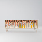 COLORFUL STRINGS 3-Door TV Stand in Oak Effect