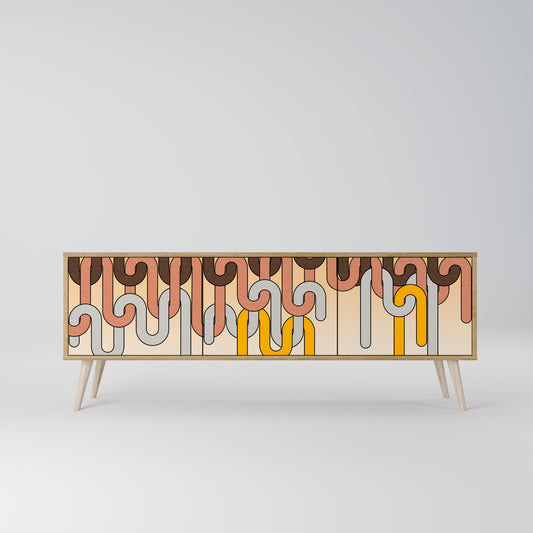 COLORFUL STRINGS 3-Door TV Stand in Oak Effect