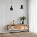 COLORFUL STRINGS 3-Door TV Stand in Oak Effect