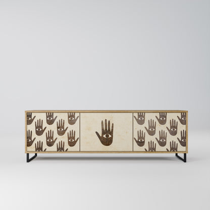 SEE MORE 3-Door TV Stand in Oak Effect