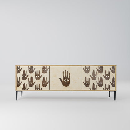 SEE MORE 3-Door TV Stand in Oak Effect