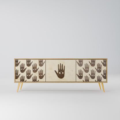 SEE MORE 3-Door TV Stand in Oak Effect