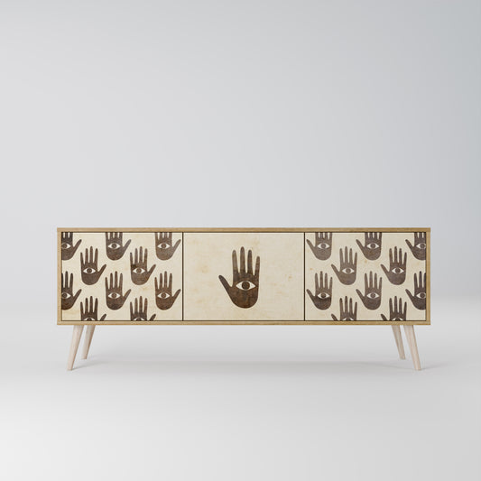 SEE MORE 3-Door TV Stand in Oak Effect