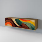 COLORFUL STRANDS 3-Door TV Stand in Oak Effect