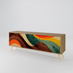 COLORFUL STRANDS 3-Door TV Stand in Oak Effect