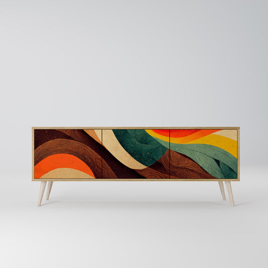 COLORFUL STRANDS 3-Door TV Stand in Oak Effect