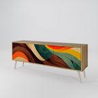 COLORFUL STRANDS 3-Door TV Stand in Oak Effect