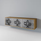 GAMER CHOICE 3-Door TV Stand in Oak Effect