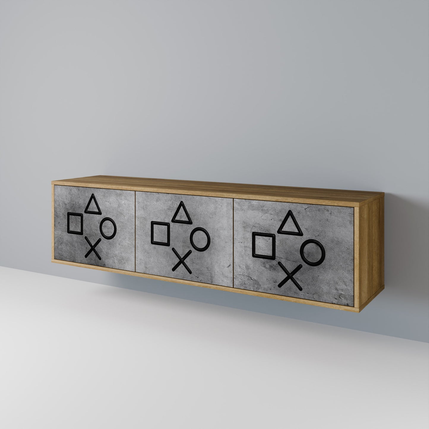 GAMER CHOICE 3-Door TV Stand in Oak Effect