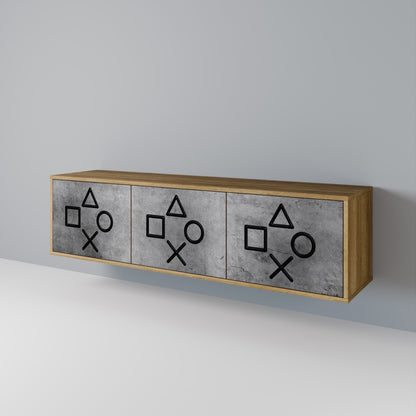 GAMER CHOICE 3-Door TV Stand in Oak Effect