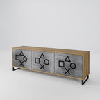 GAMER CHOICE 3-Door TV Stand in Oak Effect