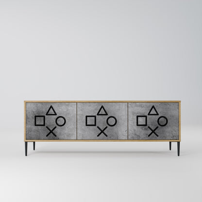 GAMER CHOICE 3-Door TV Stand in Oak Effect