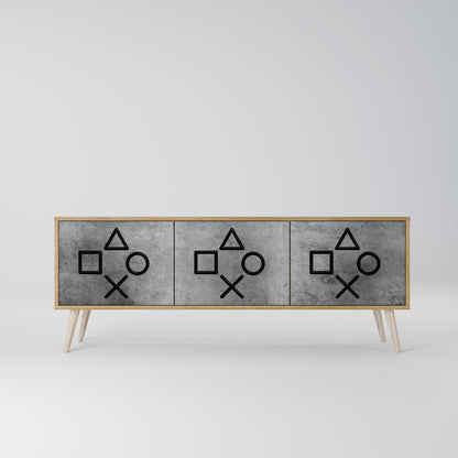 GAMER CHOICE 3-Door TV Stand in Oak Effect