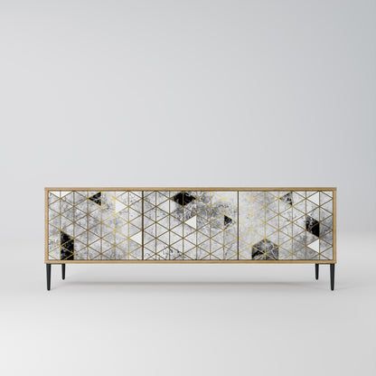 ASHEN ARIA 3-Door TV Stand in Oak Effect