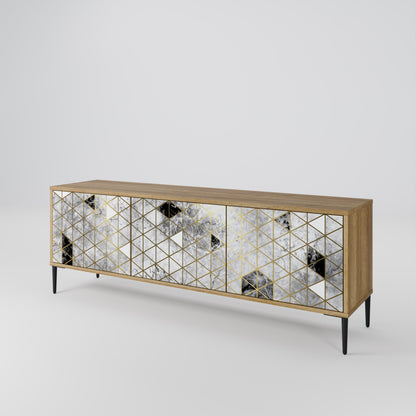 ASHEN ARIA 3-Door TV Stand in Oak Effect