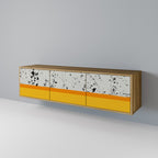 DYED BY ORANGE 3-Door TV Stand in Oak Effect