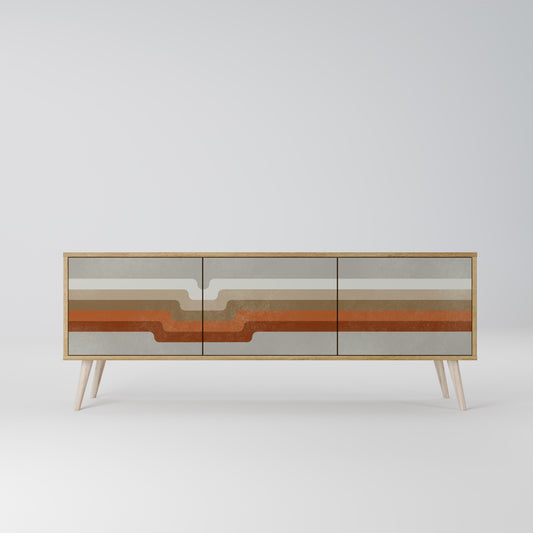 PECULIAR TRAIL 3-Door TV Stand in Oak Effect
